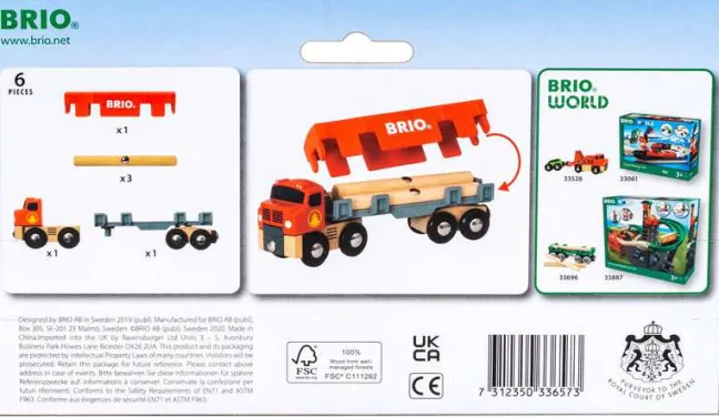 Brio Holztransporter mit Magnetladung 33657