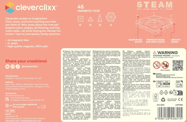 Cleverclixx® Magentbausteine Geometrie-Bausatz Pastell 45 Teile