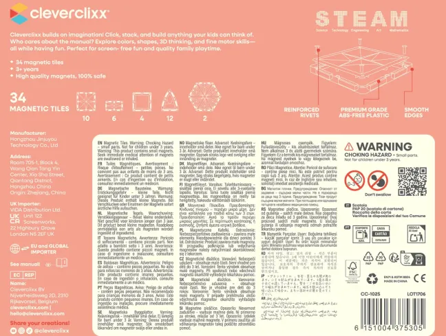 Cleverclixx® Magentbausteine Small Curved Dome Pack Pastell 34 Teile