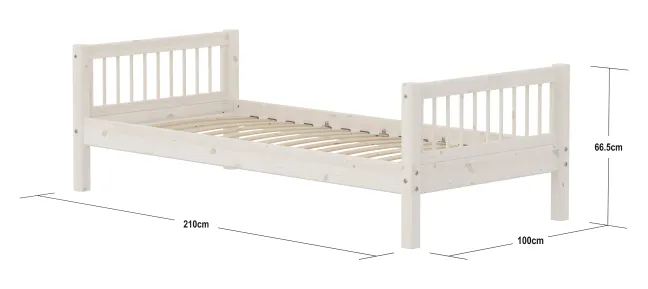 FLEXA Classic Einzelbett 90x200 cm mit Streben weiß lasiert