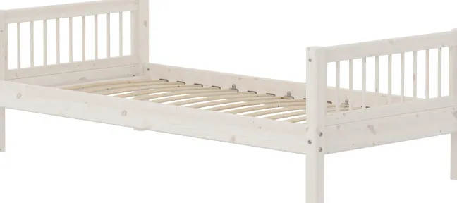 FLEXA Classic Einzelbett 90x200 cm mit Streben weiß lasiert
