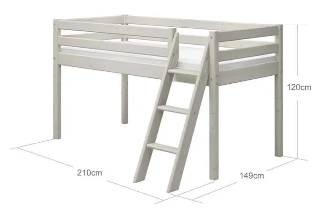 FLEXA Classic Halbhohes Bett mit Schrägleiter weiß lasiert Sale