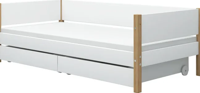 FLEXA Nor Bett 90x200cm mit 2 Schubladen weiß/eiche
