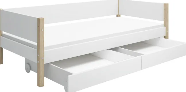 FLEXA Nor Bett 90x200cm mit 2 Schubladen weiß/eiche