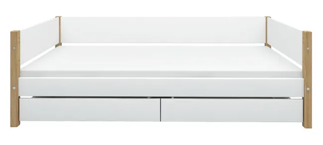 FLEXA Nor Bett 90x200cm mit 2 Schubladen weiß/eiche
