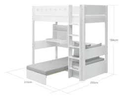 FLEXA White Casa Hochbett mit senkrechter Leiter weiß