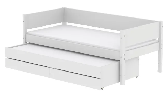 FLEXA White Einzelbett 90x200cm mit Gästebett u. zwei Schubladen weiß