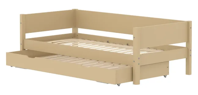 FLEXA White Sand Einzelbett 90x200cm mit Gästebett hochklappbar sand