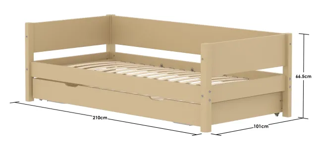 FLEXA White Sand Einzelbett 90x200cm mit Gästebett hochklappbar sand