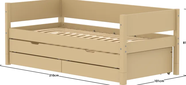 FLEXA White Sand Einzelbett 90x200cm mit Gästebett u. zwei Schubladen sand