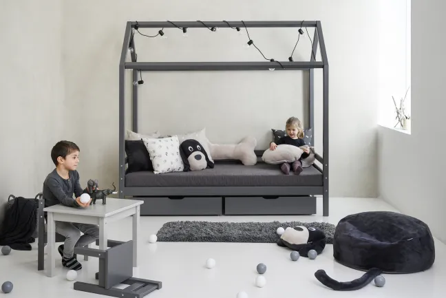 Hoppekids ECO Dream Hausbett 90x200cm dunkelgrau