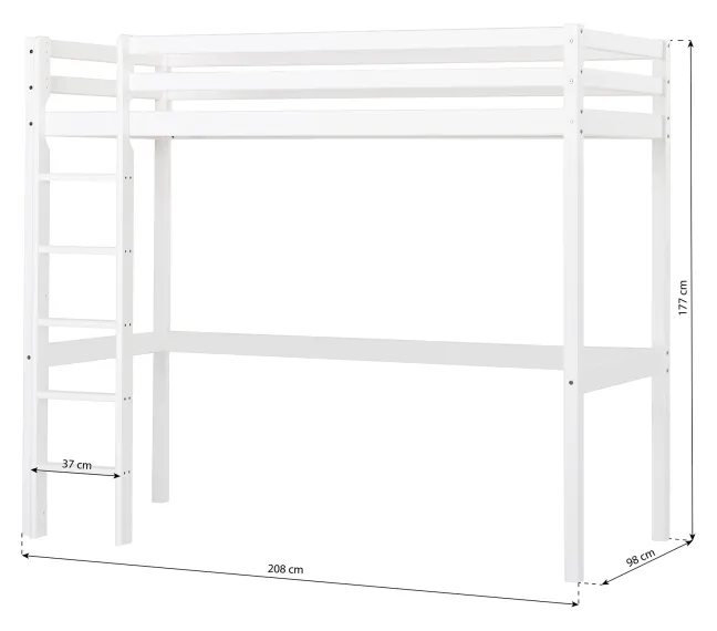 Hoppekids ECO Dream Hochbett 90x200cm mit gerader Leiter weiß