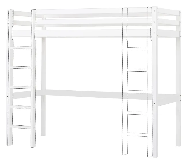 Hoppekids ECO Dream Hochbett 90x200cm mit gerader Leiter weiß