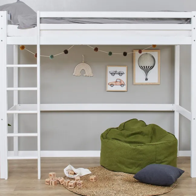 Hoppekids ECO Dream Hochbett 90x200cm mit gerader Leiter weiß