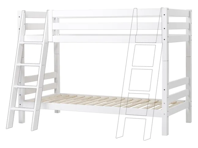 Hoppekids ECO Luxury Etagenbett 90x200cm mit Rollrost und Schrägleiter weiß