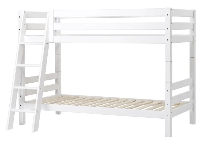 Hoppekids ECO Luxury Etagenbett 90x200cm mit Rollrost und Schrägleiter weiß