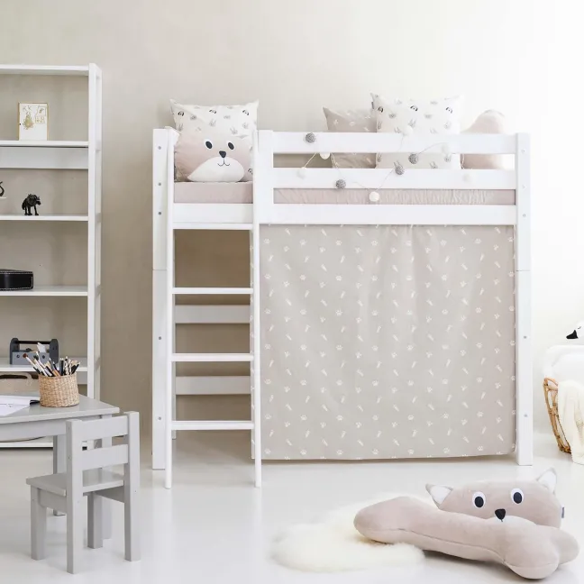Hoppekids ECO Luxury Mittelhochbett Junior 70x160cm mit Rollrost und gerader Leiter weiß