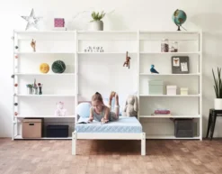 Hoppekids Storey Regalkombination 100cm mit Bett 90x200cm und 14 Regalböden weiß