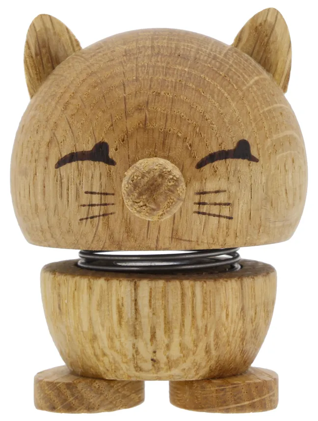 Hoptimist® Wackelfigur Katze Eiche braun