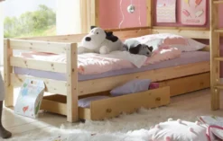 Infanskids Einzelbett mit halber Absturzsicherung natur 90 x 200cm