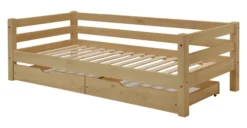 Infanskids Einzelbett mit 2 Rollschubkästen gelaugt 90 x 200cm