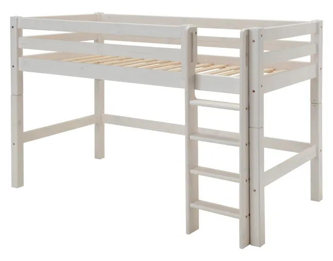 Infanskids mittelhohes Bett mit gerader Leiter weiß 200x90cm 307-30