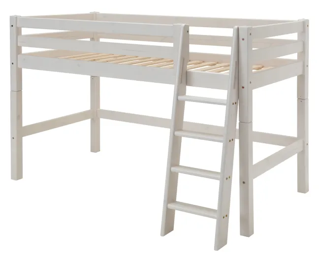 Infanskids mittelhohes Bett mit Schrägleiter weiß 200x90cm 308-30