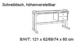Infanskids Schreibtisch höhenverstellbar mit 2 Schubladen natur 813-10