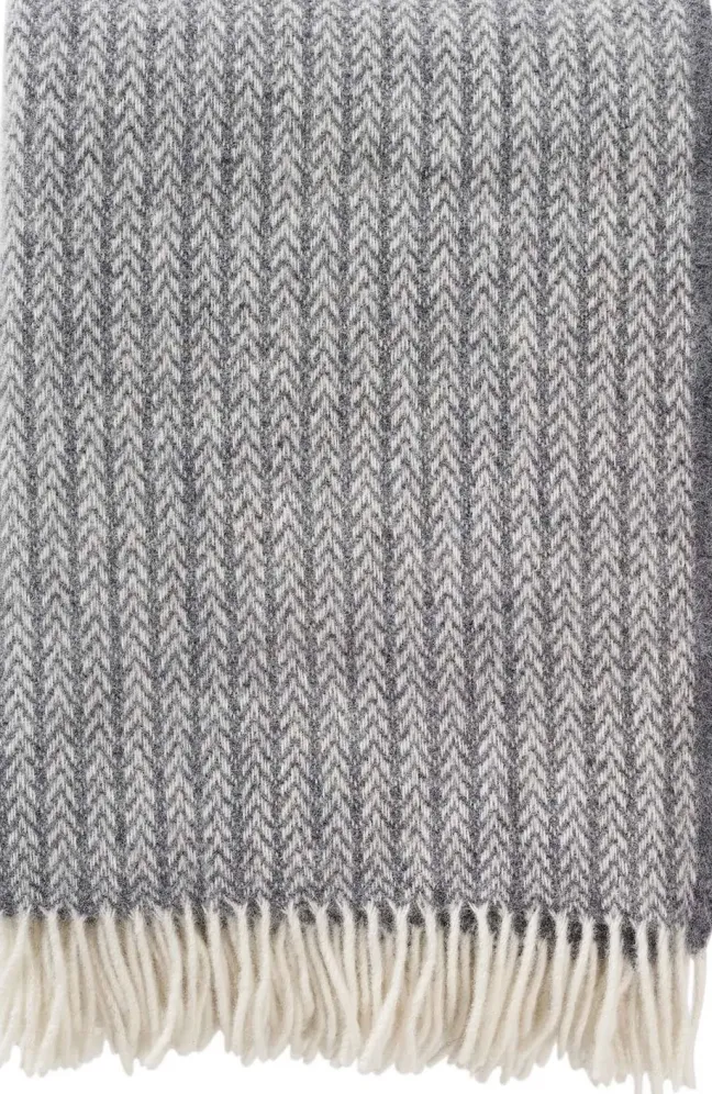 Klippan Lammwolldecke RWS Otis 200x130cm grau meliert Sale