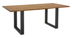 LifeConcept Esstisch 240x100cm Zerreiche Baumkante (3cm) Natur geölt mit Metall U-Gestell