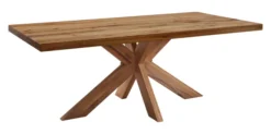 LifeConcept Esstisch 240x100cm Zerreiche gerade Kante (6cm) Natur geölt mit Holz Spider-Gestell