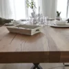 LifeConcept Esstisch 180x100cm Zerreiche gerade Kante (3cm) Natur geölt mit Metall Spider-Gestell