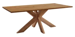 LifeConcept Esstisch 240x100cm Zerreiche gerade Kante (3cm) Natur geölt mit Holz Spider-Gestell