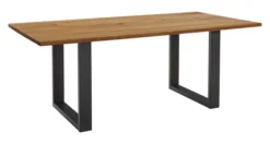 LifeConcept Esstisch 220x100cm Zerreiche gerade Kante (3cm) Natur geölt mit Metall U-Gestell