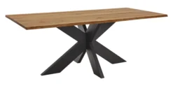LifeConcept Esstisch 180x100cm Zerreiche Baumkante (3cm) Natur geölt mit Metall Spider-Gestell