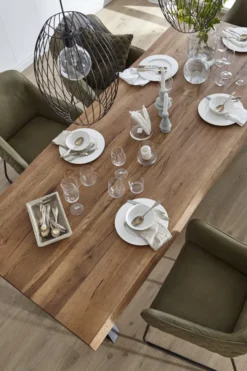 LifeConcept Esstisch 180x100cm Zerreiche Baumkante (6cm) Natur geölt mit Metall Spider-Gestell