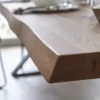LifeConcept Esstisch 220x100cm Zerreiche Baumkante (6cm) Natur geölt mit Metall X-Gestell