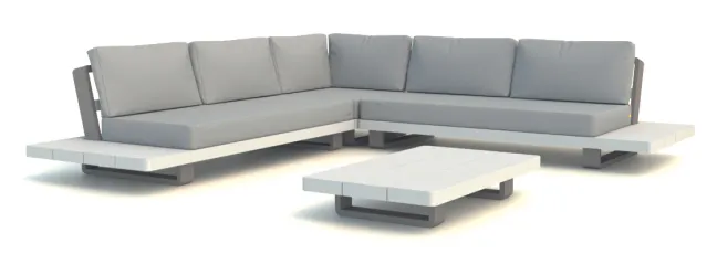 LIFE Fitz Roy Lounge Sitzecke weiß/grau/mist grey soltex