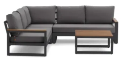 LIFE Soho Eck Lounge Set lava/teak/mist grey soltex