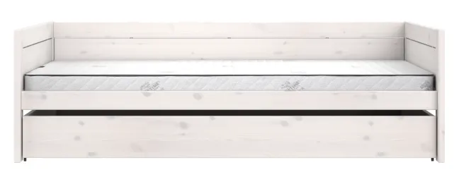 Lifetime Basisbett 120x200cm mit Premium Rollboden und Bettkasten groß whitewash