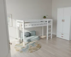 Lifetime Elements halbhohes Bett 90x200cm mit Rollboden weiß