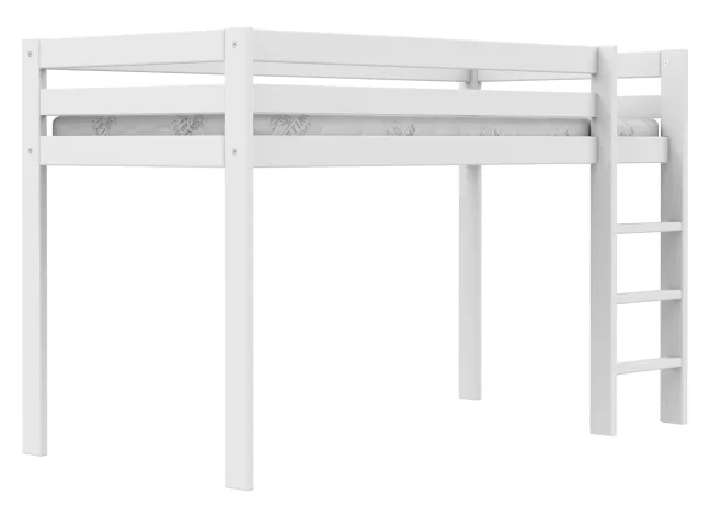 Lifetime Elements halbhohes Bett 90x200cm mit Rollboden weiß