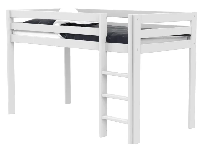 Lifetime Elements halbhohes Bett 90x200cm mit Rollboden weiß