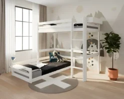 Lifetime Elements Hochbett 90x200cm mit Rollboden weiß