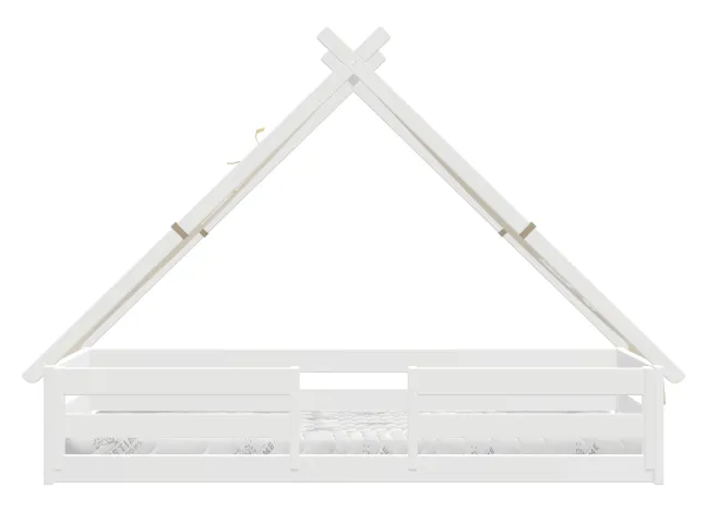 Lifetime Elements Montessori Tipibett Surf 90x200cm mit Rollboden und Absturzsicherung weiß lackiert