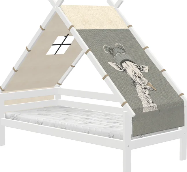 Lifetime Elements Tipibett Jungle 90x200cm mit Rollboden weiß lackiert
