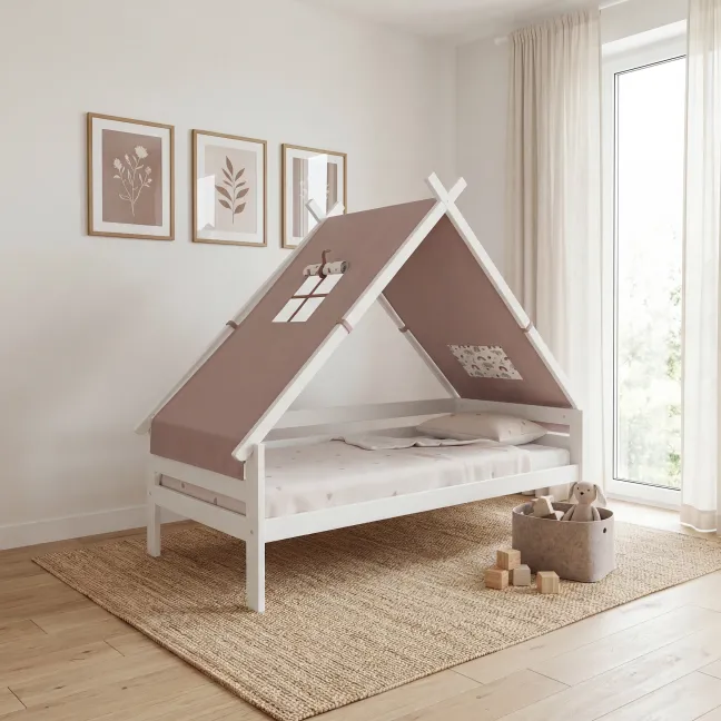 Lifetime Elements Tipibett Rainbow 90x200cm mit Rollboden weiß lackiert