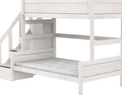 Lifetime Etagenbett Family 90/120x200cm mit Treppe und Premium Rollboden whitewash