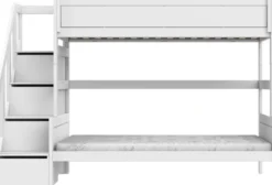 Lifetime Etagenbett Family 90/120x200cm mit Treppe und Premium Rollboden weiß lackiert