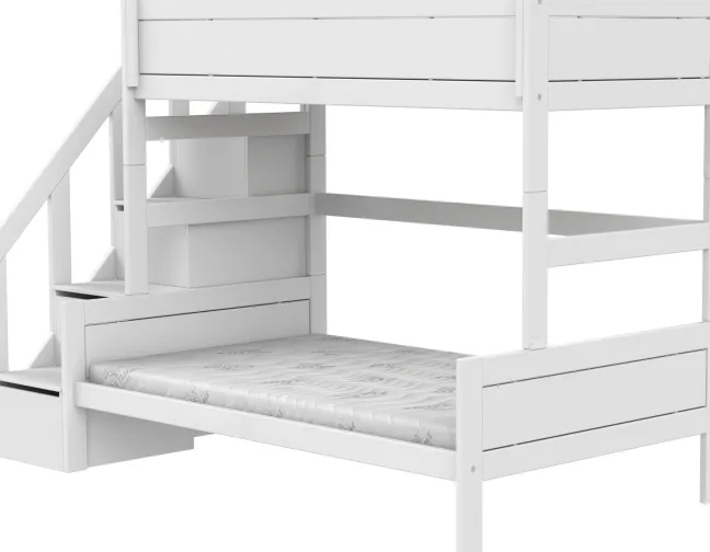 Lifetime Etagenbett Family 90/120x200cm mit Treppe und Premium Rollboden weiß lackiert